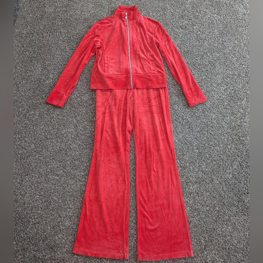 Y2k Escada Sport Velour Tracksuit Orange Red Size Medium
